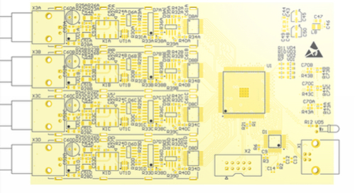 実装図に示されたPCBの部品とデジグネータ