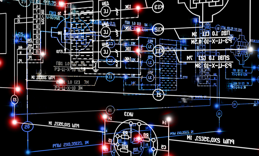 Engineering electronic scheme with connections