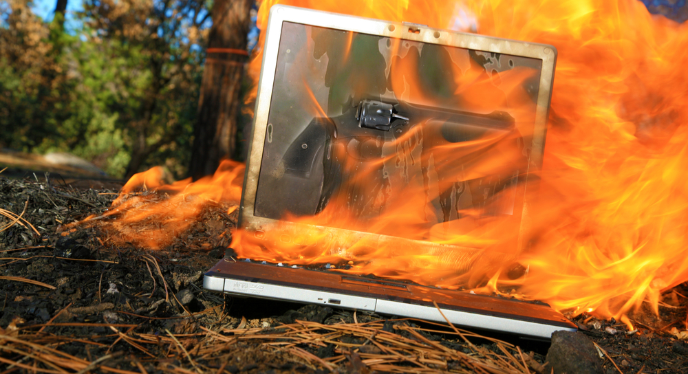 Laptop on fire