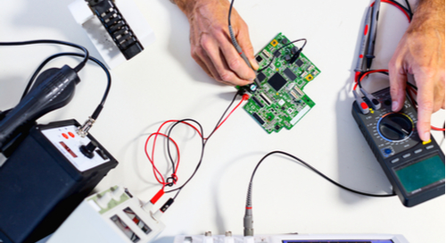 Testing PCB signal outputs.