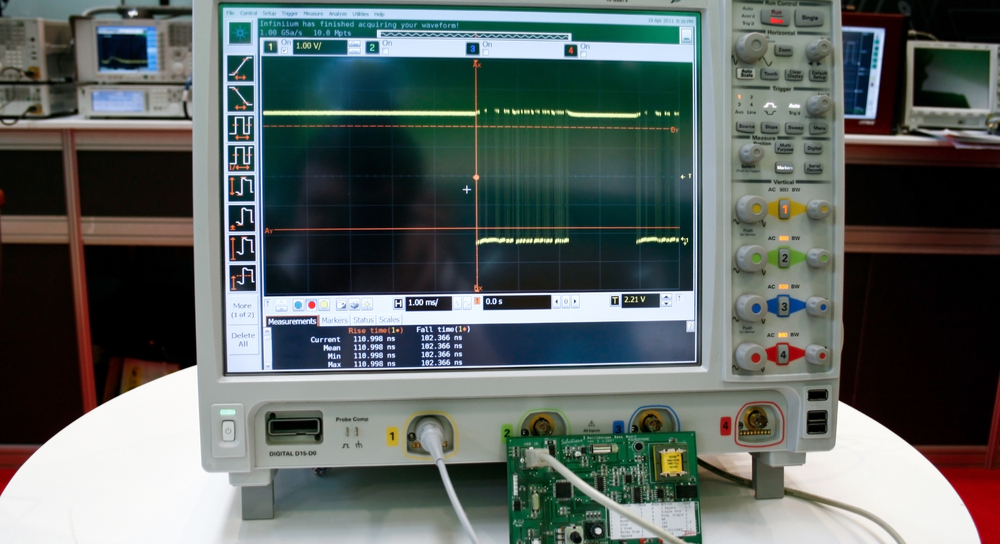 Digital signal output on an oscilloscope.