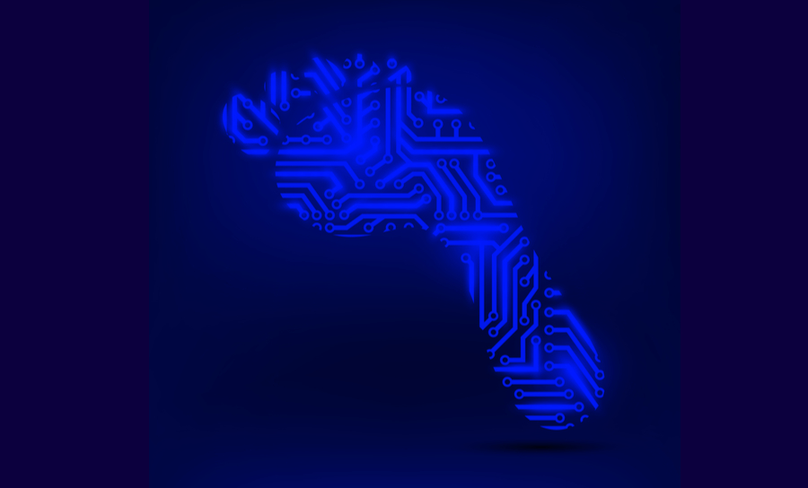 Footprint in the shape of a chip