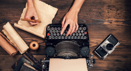 old type writer and parchment, vintage technology