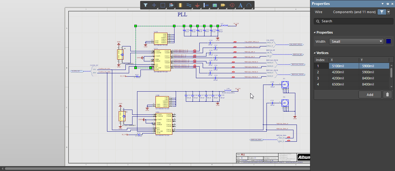  Schematic example with highlighted nets