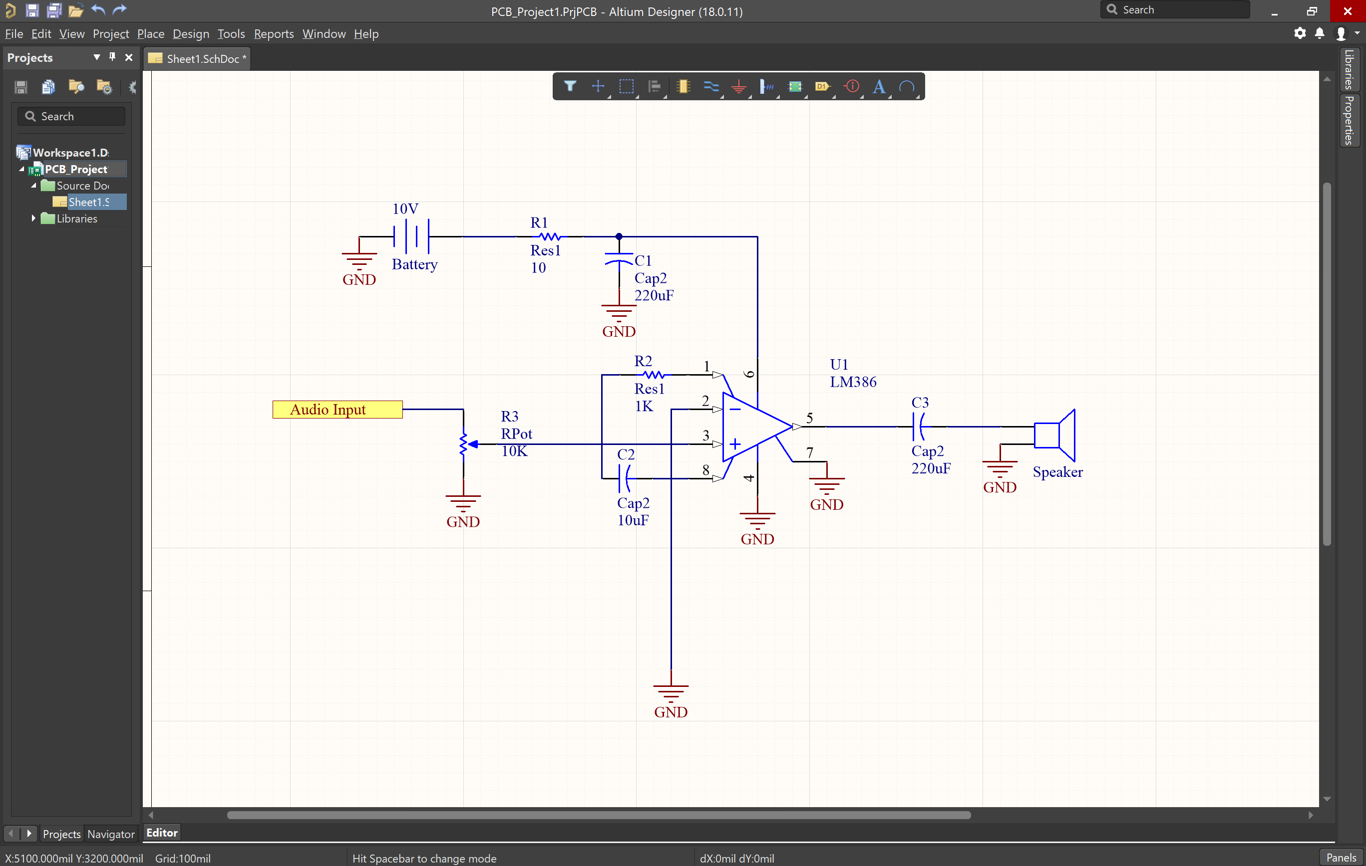 Altium Designerで描画した回路図の画像