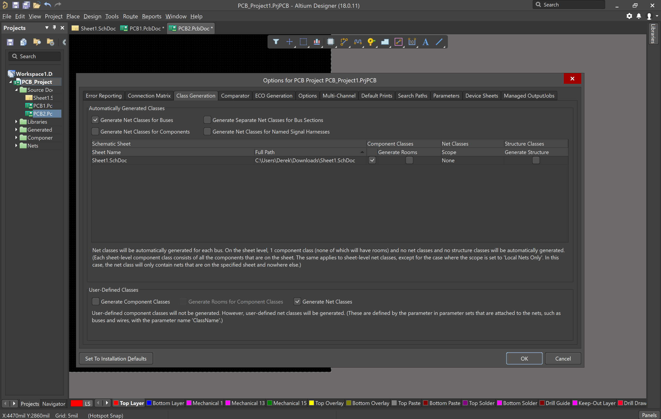 Saving options for PCB documents in Altium Designer