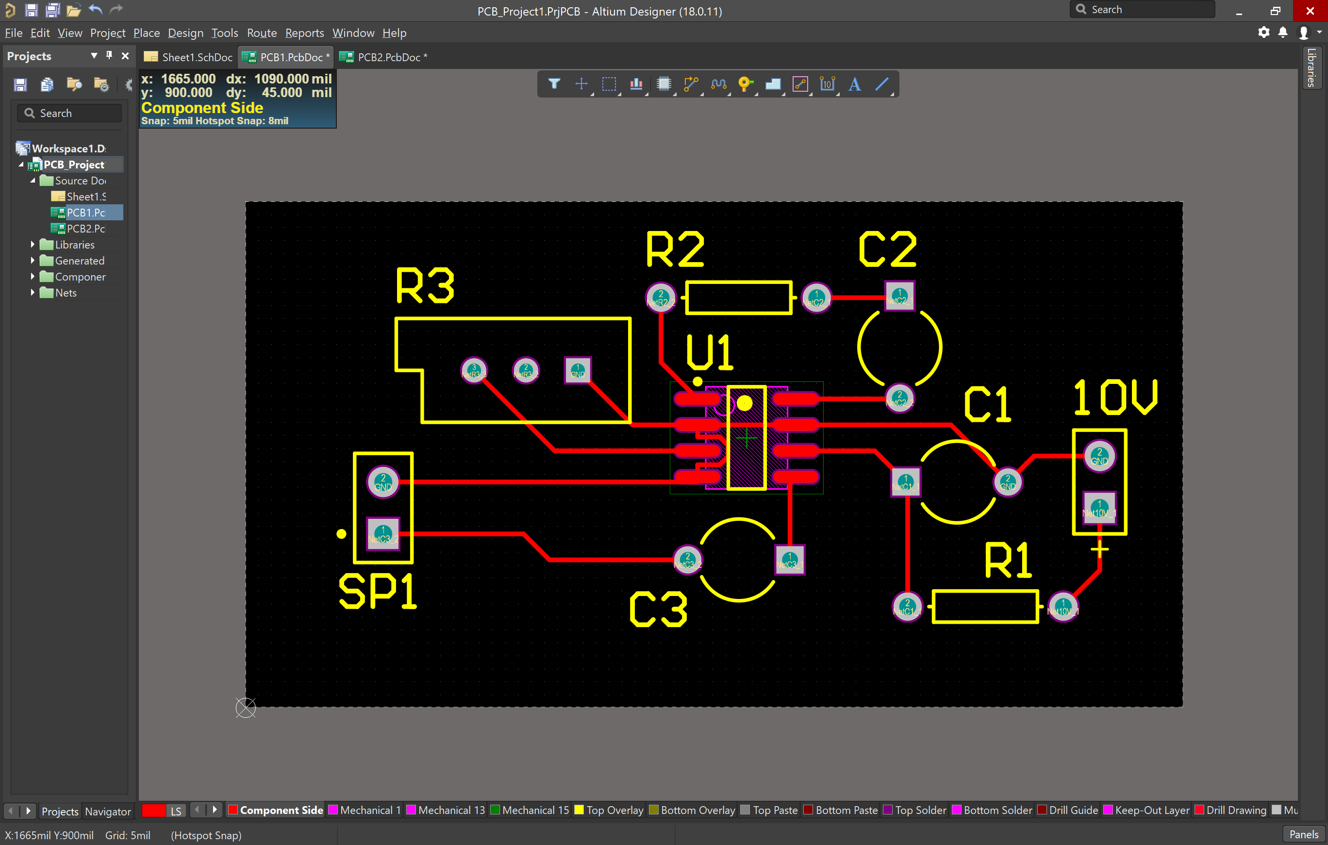 Routed PCB in Altium 