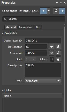 The properties setup for our new component for Altium  multiple 