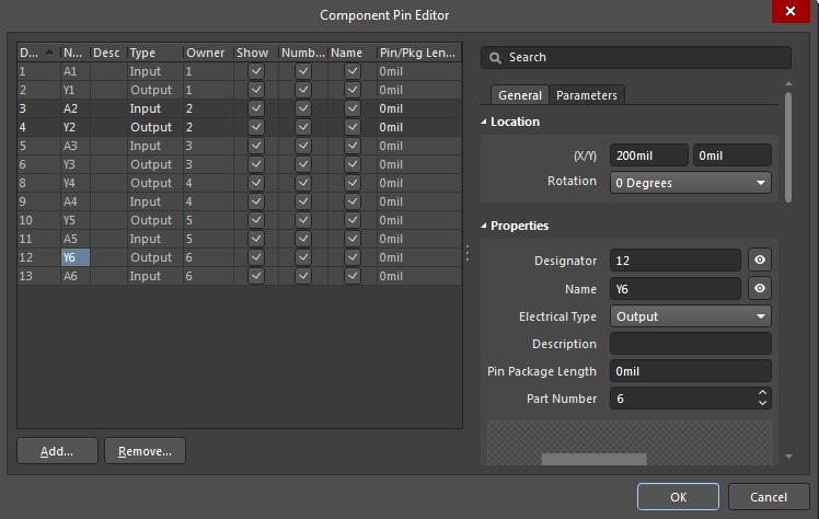 The Component Pin Editor in Altium  for Altium  multiple 