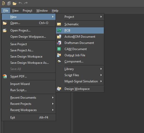 Modifier les dimensions de vos cartes dans Altium Designer, capture d'écran de la création d'un circuit imprimé