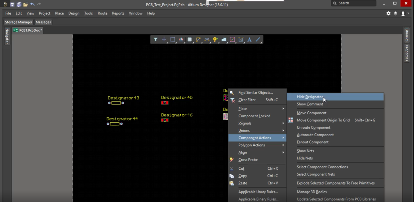 Screenshot of Altium  component placement options