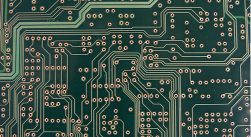  Plated vias and traces on a PCB