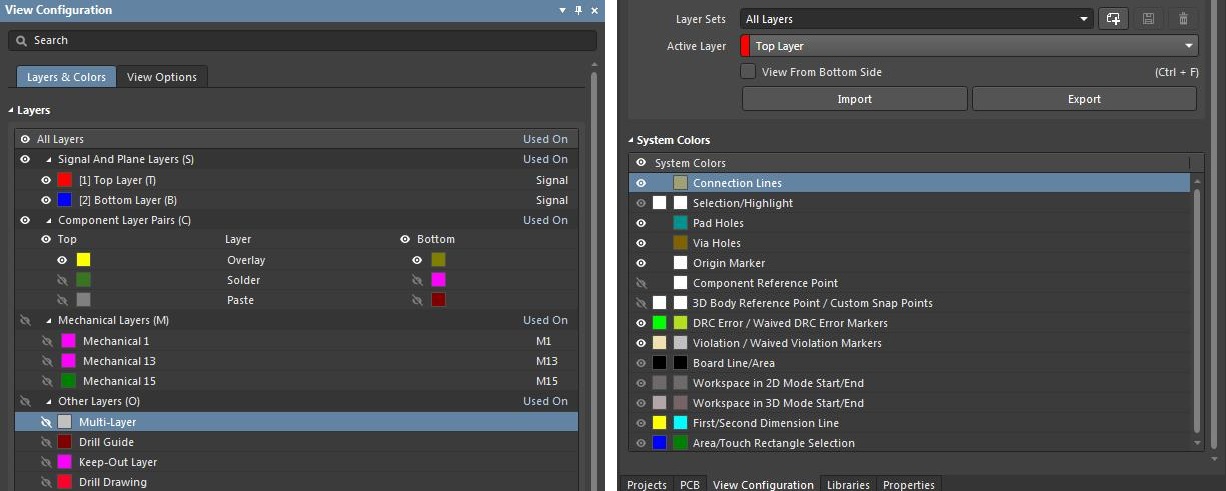 Screenshot of AD18 view configuration panel layers in best uses for each layer