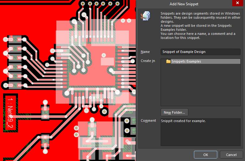 レイアウトでのAltium Designer18スニペットツールのスクリーンショット