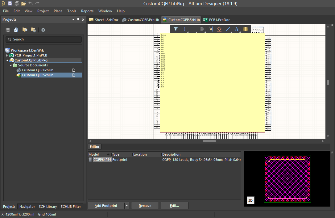 Screenshot of a custom schematic symbol Altium 