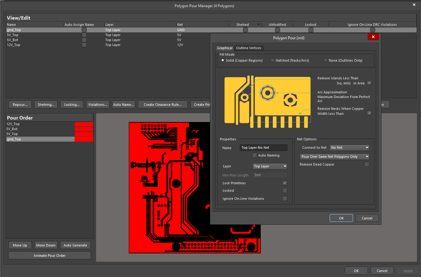 Altium Pour Manager provides commands where you need them