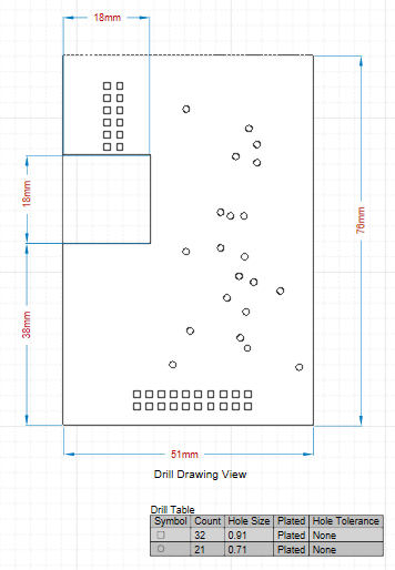 Figura 1. Vista del Disegno di foratura in una documentazione PCB 