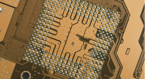 BGA escape routing on a tan PCB