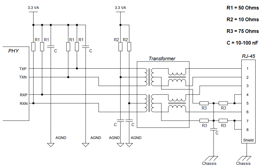 RJ-45 termination schematic)