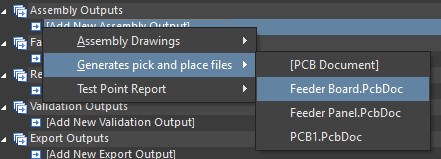 Navigating Assembly Output options