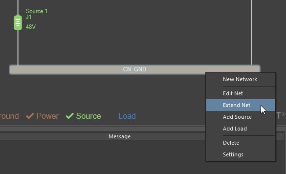 Altium PDN Analyzer right-click on CN_GND and Extend Net