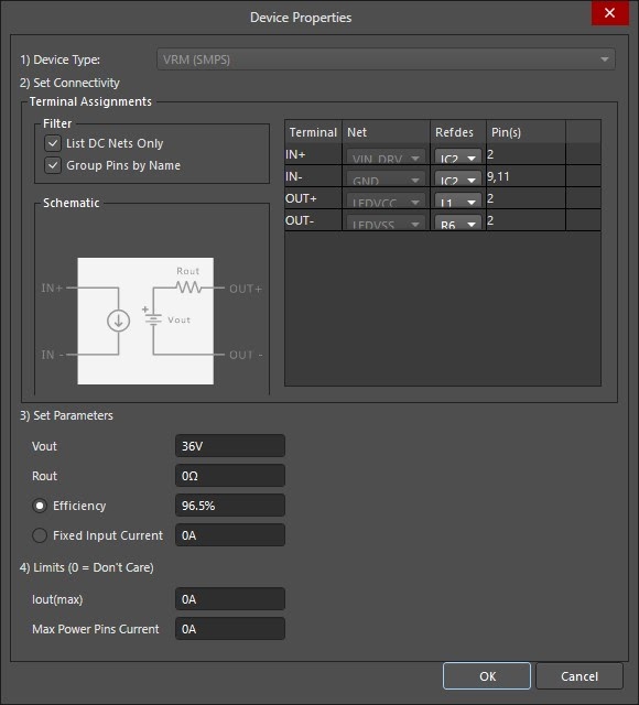 Altium PDN Analyzer Device Properties window