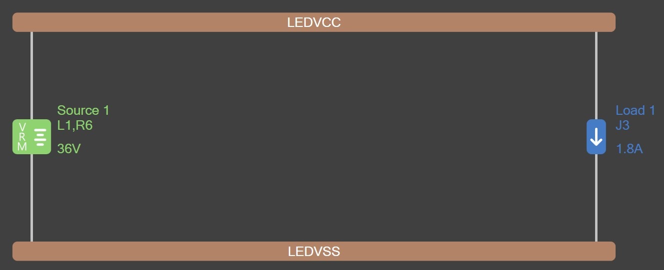 Altium PDN Analyzer Net with LED VCC and VSS with source and load added