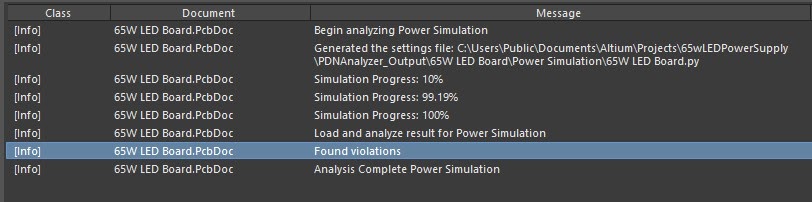 Altium PDN Analyzer simulation analysis found violations