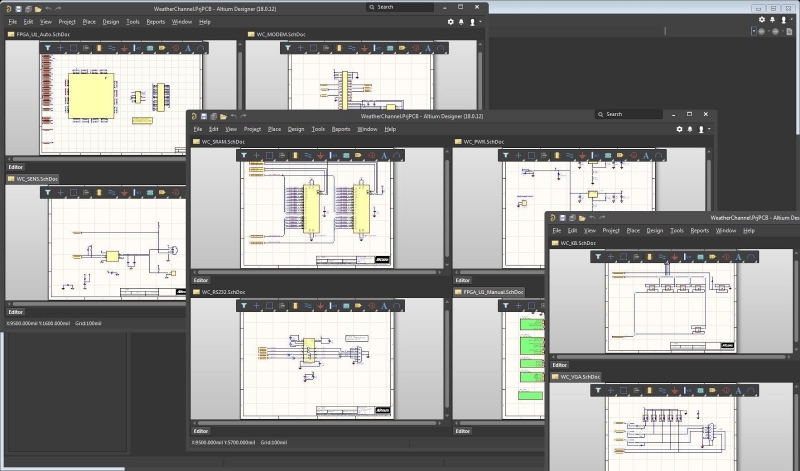 Captura de esquemáticos del software de diseño CAD para PCB Altium Designer