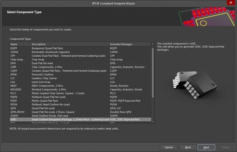 La procedura guidata footprint di Altium Designer ti aiuta nella progettazione del tuo PCB in rame