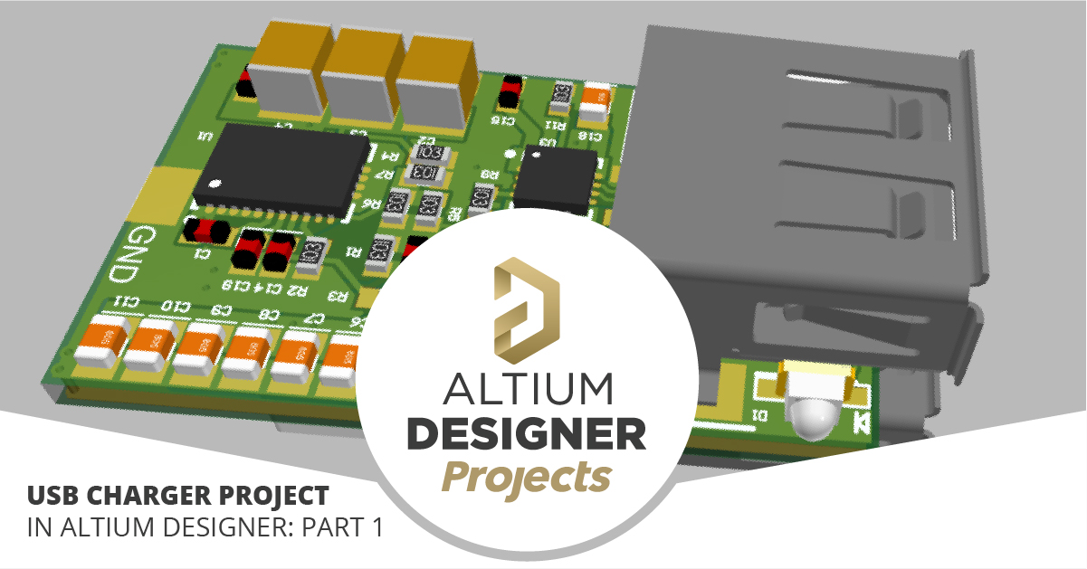 3D view of USB charger project in Altium Designer