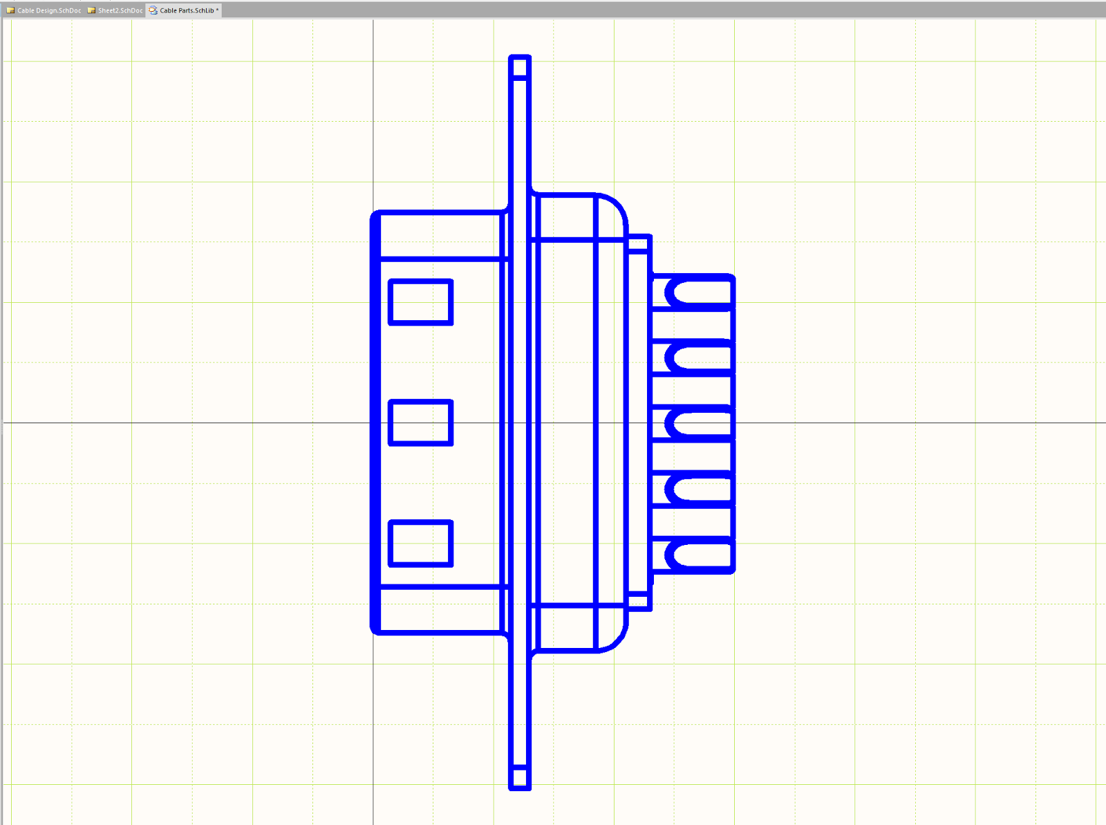  Abbildung 4.  Kabeldesign erstellen: Profilansicht eines DSUB-Anschlusses in Altiums Editor