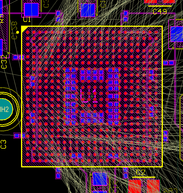 fpga-with-crossover-connections Exemple de FPGA avec connexions croisées pouvant être réduites par échange de broches de PCB.