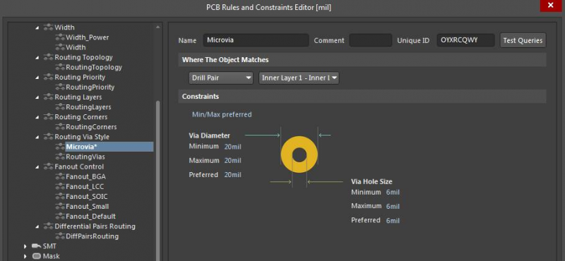 Regole di progettazione di via HDI in Altium Designer, conformi alle norme IPC