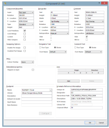 Configuration des propriétés des composants dans Altium Designer