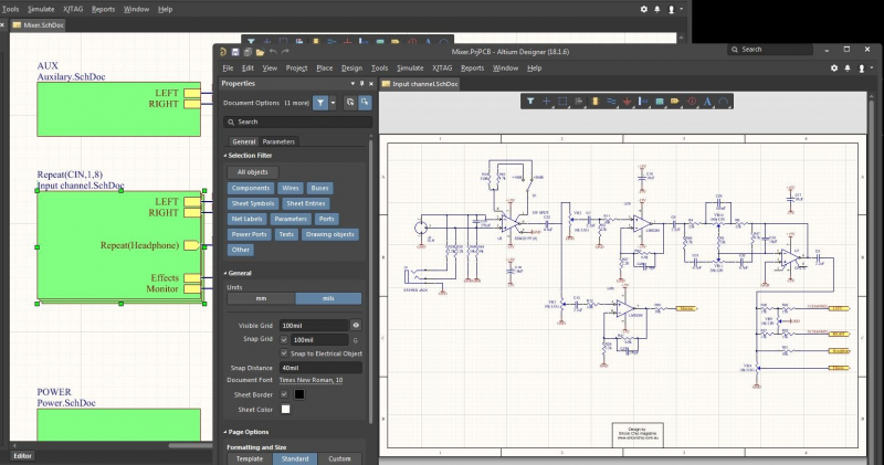 Vista del programa para hacer esquemas eléctricos Altium Designer