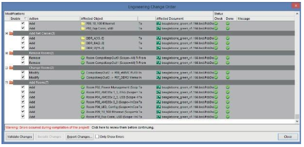 Configurazione delle opzioni di progetto per un ECO in Altium Designer