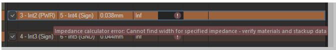 Impedance calculator error