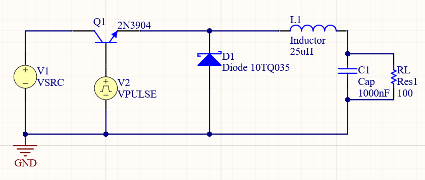 Buck converter simulation schematic