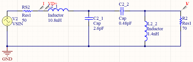 Antenna impedance matching network schematic