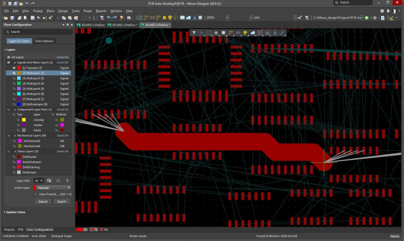 Interactive printed circuit routing