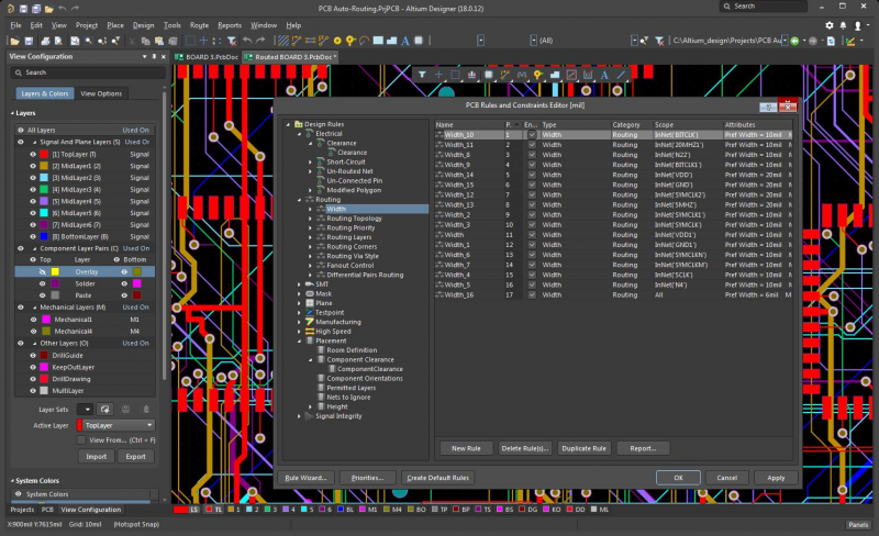 Bearbeitung von Regeln und Vorgaben bei dem berechnen von Impedanzen durch den Leiterplatten-Impedanz-Rechner in Altium Designer