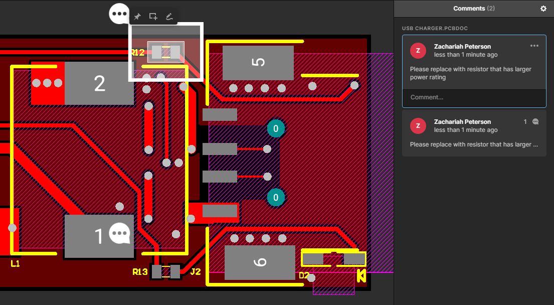 Comenta fácilmente sobre los cambios en los componentes en Altium Designer y compártelos con las herramientas de colaboración en la nube de Altium 365.