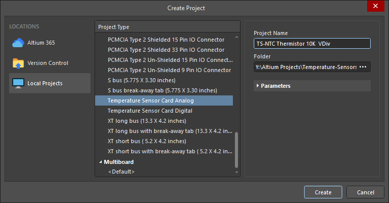 Create PCB layout from template for NTC thermistors