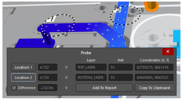 Voltage and current density probing settings