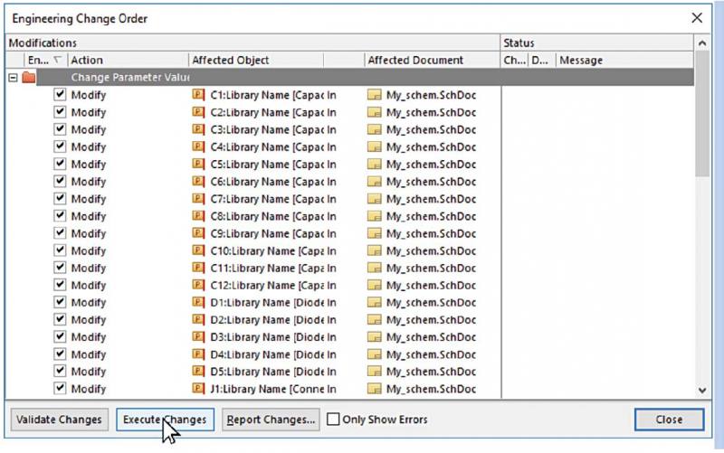 Figure 10: Engineering Change Order dialog.