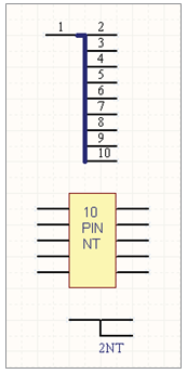 Examples of multi-pin Net Tie schematic symbols.