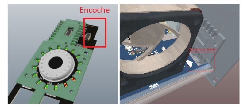 Figure 9. Exemple de modification apportée au PCB de face avant pour une raison mécanique