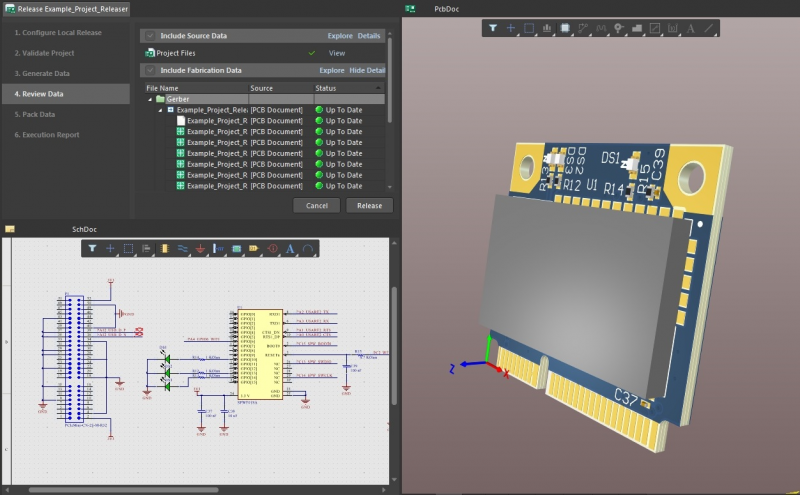 Screenshot showing project releases in Altium Designer