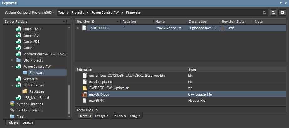 Embedded systems firmware data in project folder